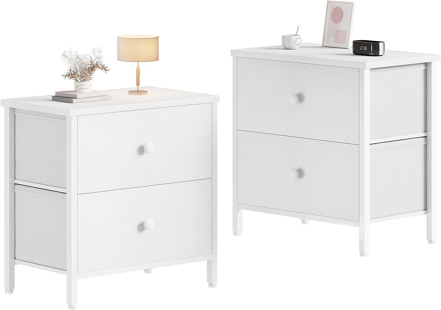 White Nightstands with 2 Drawers-2