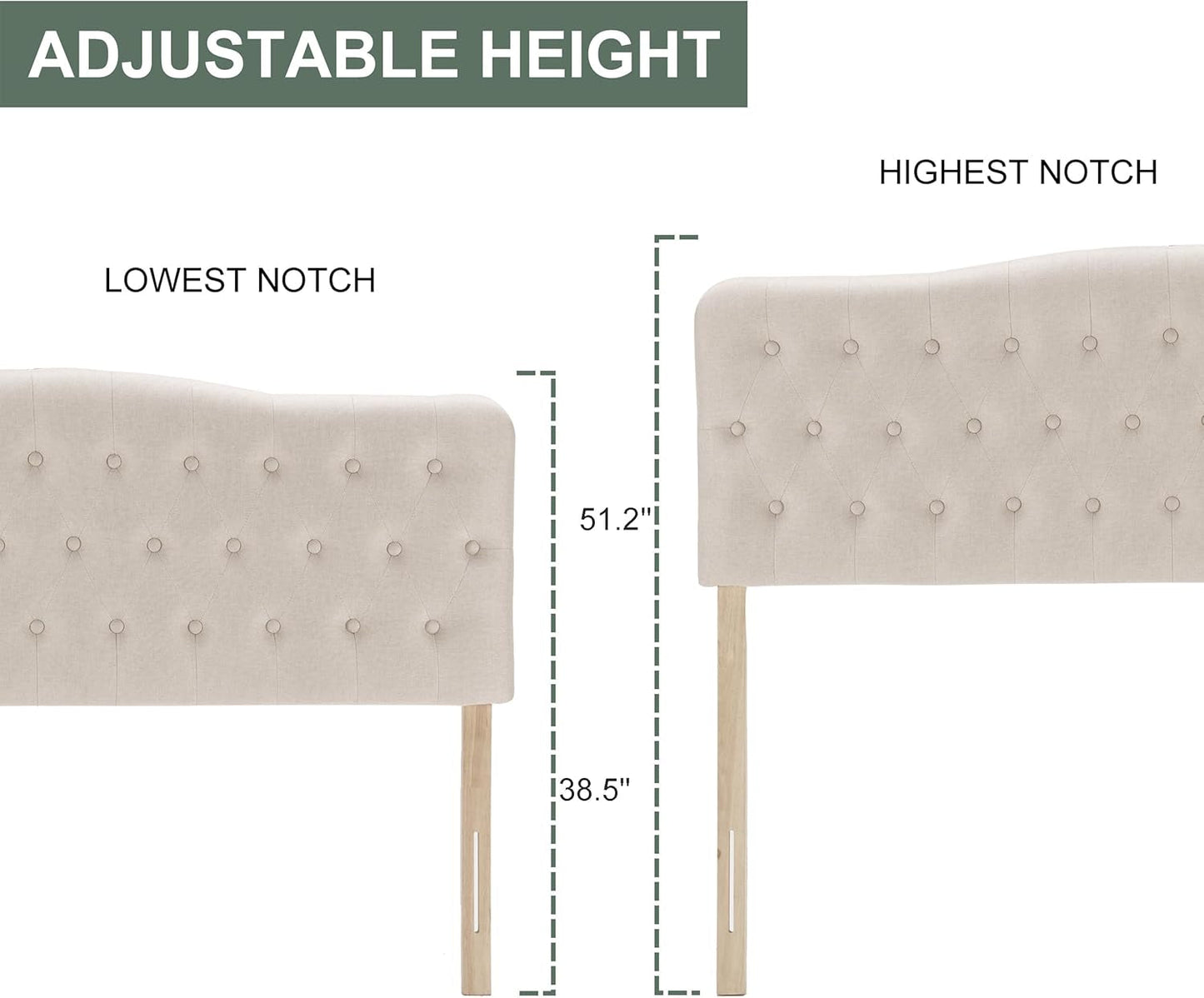 Upholstered Queen Headboard with Adjustable Height and Style-1