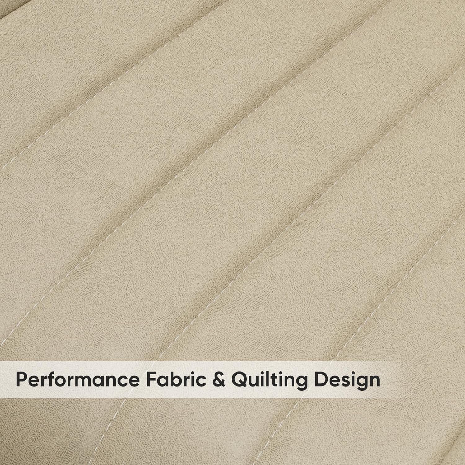 Modern Dining Chairs Set of 4, Comfortable Dining Room Chairs with Thick Cushions, Fabric Upholstered Side Chairs with Metal Legs for Kitchen, Khaki-4