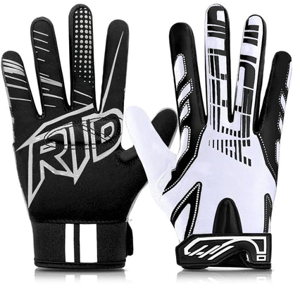 Pair of black and white baseball batting gloves for youth and adults, softball or baseball