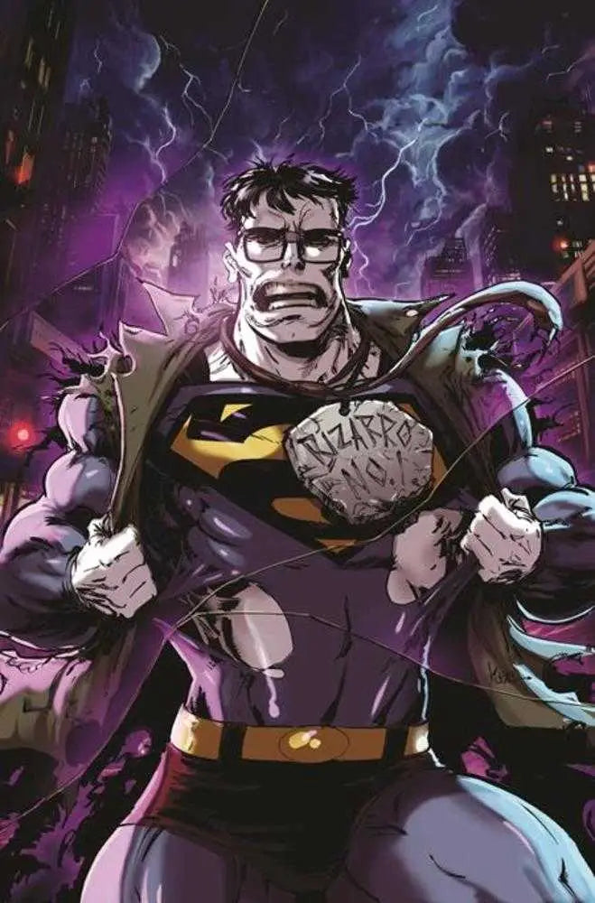 Muscular superhero in dark costume with glasses on Action Comics #1061 trading card variant