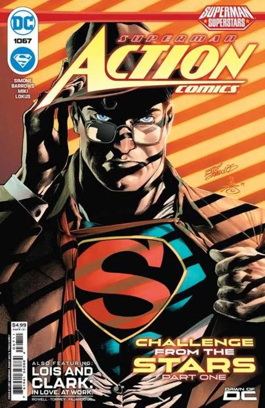 Comic book cover of Action Comics #1067 with Superman emblem for trading cards