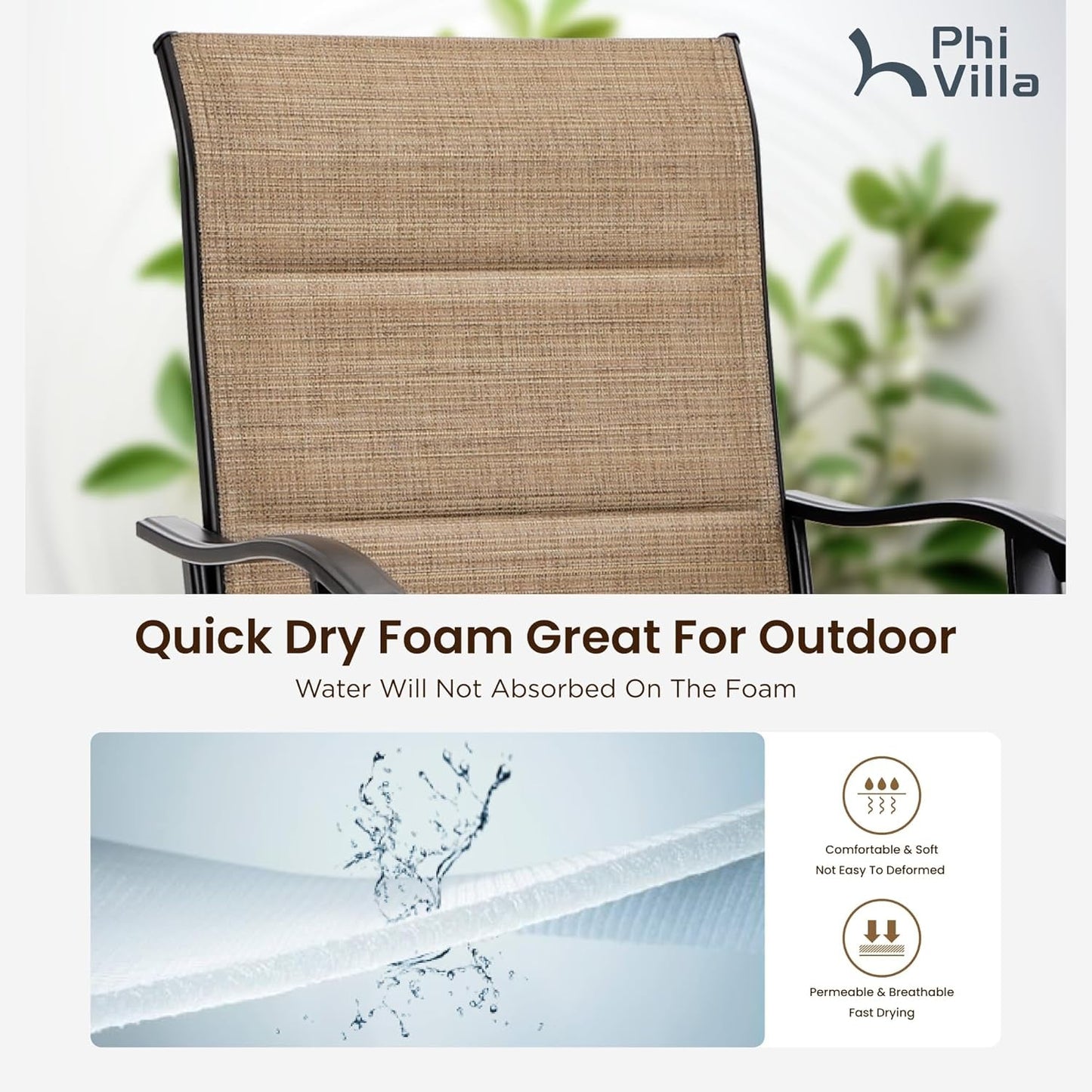 Five Piece Patio Bar Set with Swivel Padded Stools-4