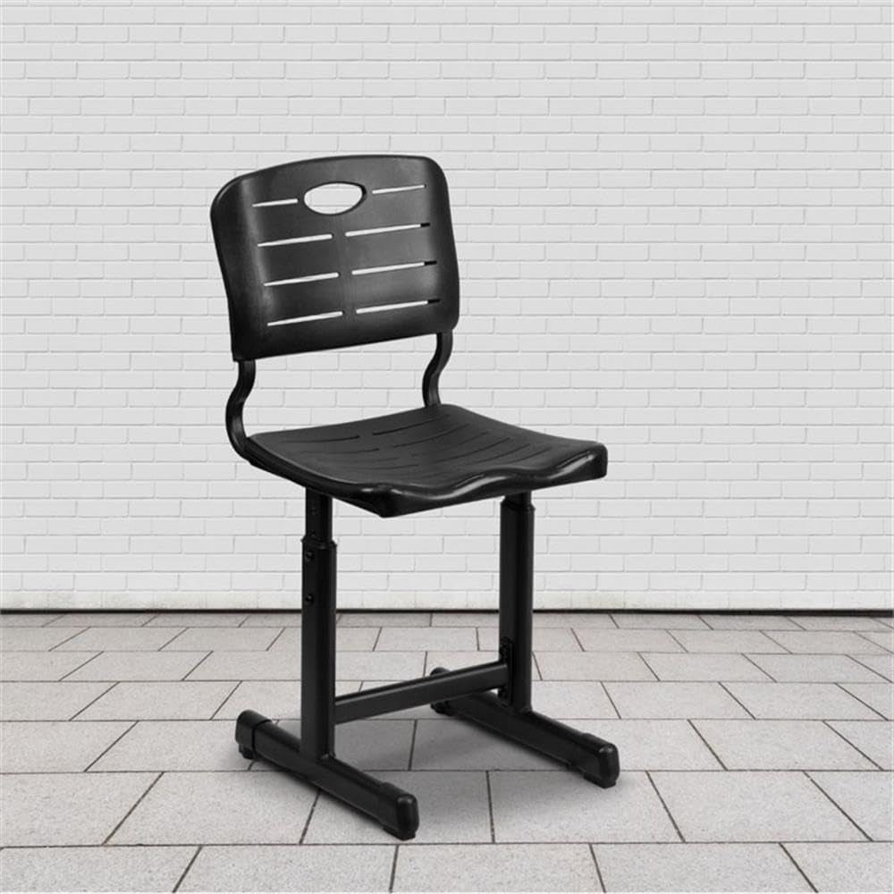 Adjustable Height Black Student Chair with Black Pedestal Frame-1