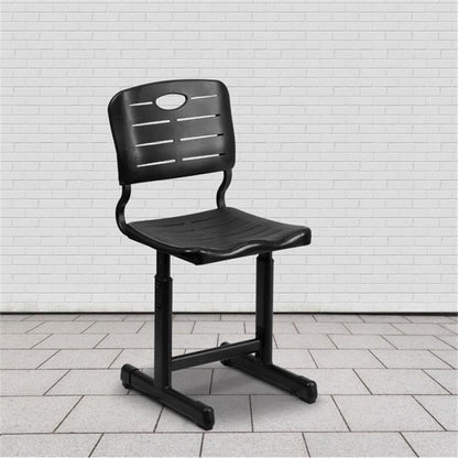 Adjustable Height Black Student Chair with Black Pedestal Frame-1