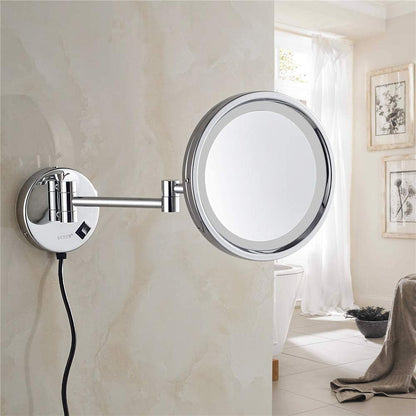 Wall Mounted Makeup Mirrors, Chrome Illuminated Brass-0