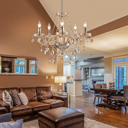 Champagne Crystal Chandelier 5 Light Modern Bedroom-0