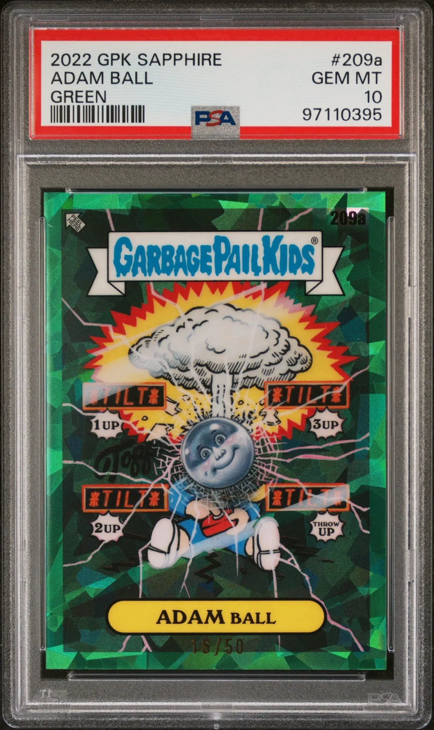 Adam Ball 2022 Garbage Pail Kids Sapphire Green #16/50 PSA 10 Gem Mint - Singles
