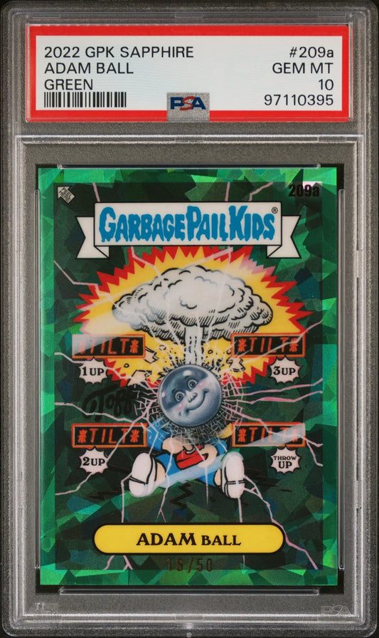 Adam Ball 2022 Garbage Pail Kids Sapphire Green #16/50 PSA 10 Gem Mint - Singles