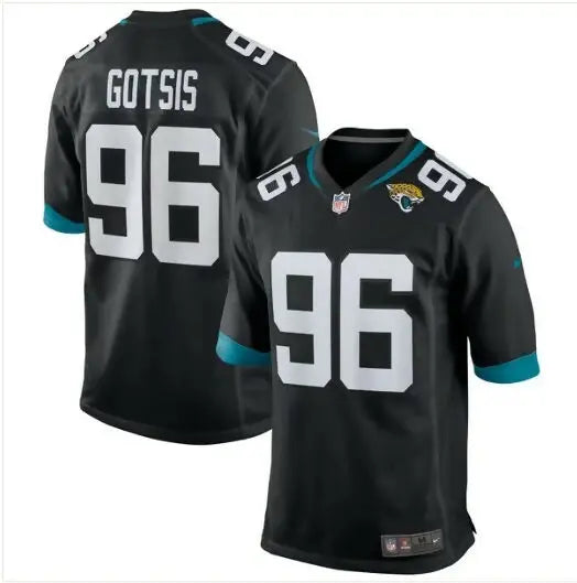 Adam Gotsis Jacksonville Jaguars Nike game jersey in black with teal accents