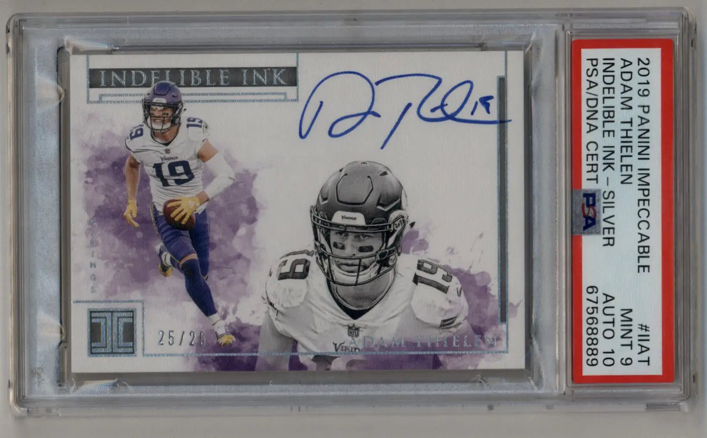 Adam Thielen 2019 Imeccable Indelible Ink Silver Auto 25/25 PSA 9 Auto 10 - Singles