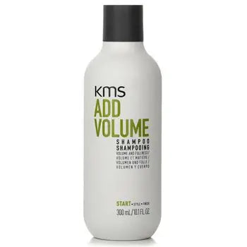 White KMS Add Volume Shampoo bottle with black cap, 300ml/10.1oz for volume boost