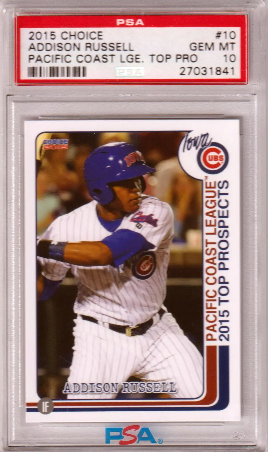 Addison Russell baseball card gem mint 2015 Choice PCL Top Prospects Columbia Hobby