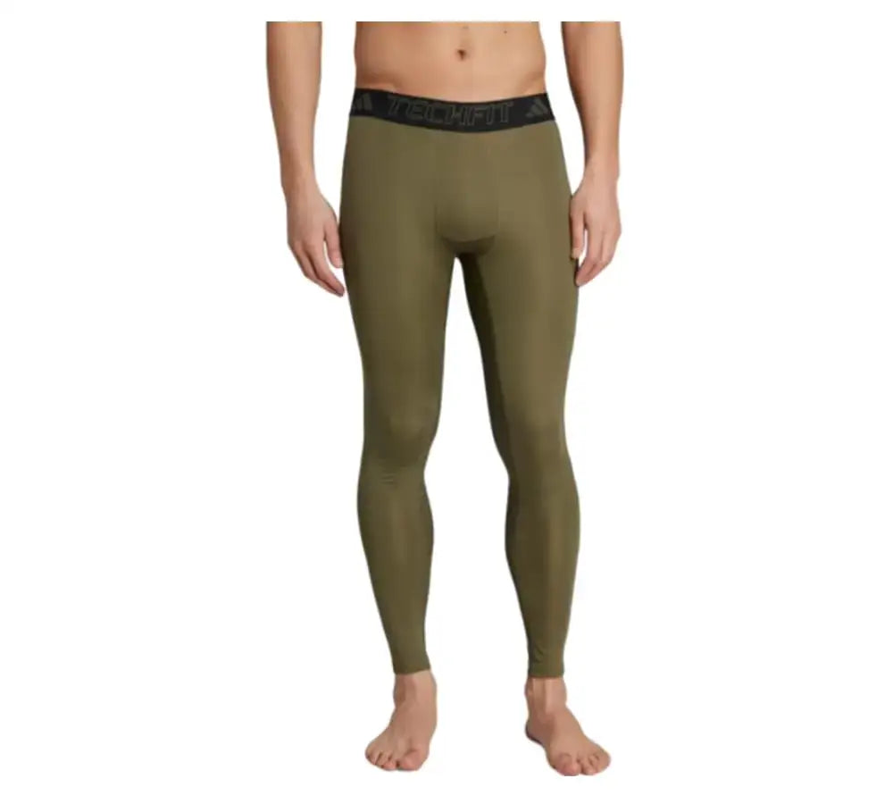 Olive green adidas Mens Techfit Training Long Tights for Men in Small size