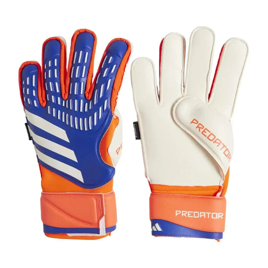 Pair of adidas Unisex Match Fingersave Goalkeeper Gloves in Lucid Blue Solar Red and White