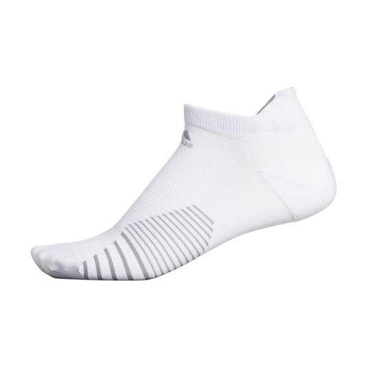 White adidas low-cut running tabbed no show sock in Light Onix Grey for men and women