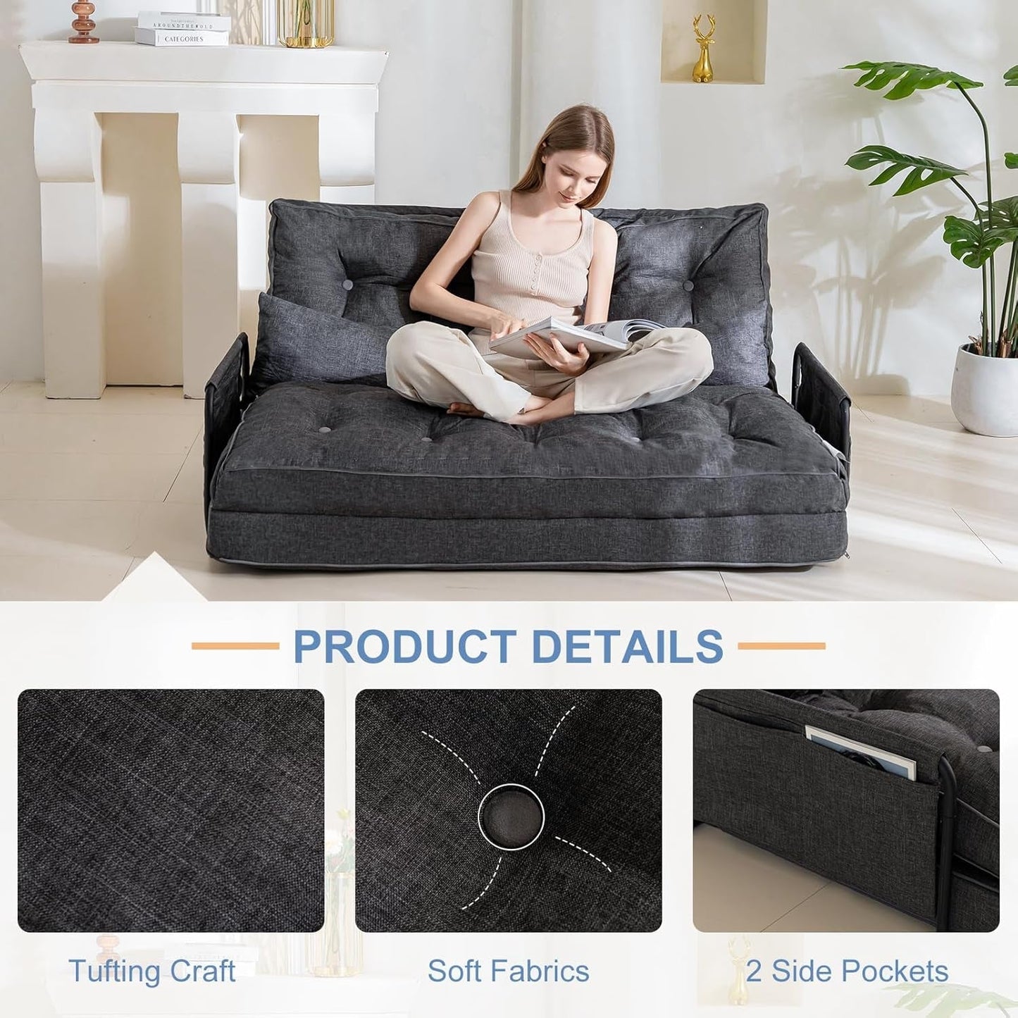 Adjustable Folding Floor Sofa Bed with Five Positions-3