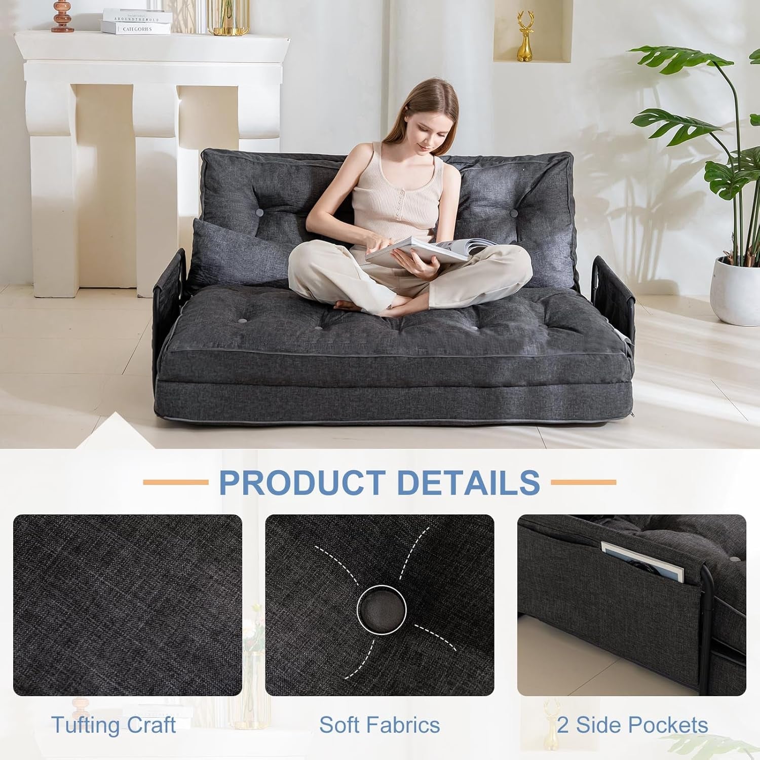 Adjustable Folding Floor Sofa Bed with Five Positions-3