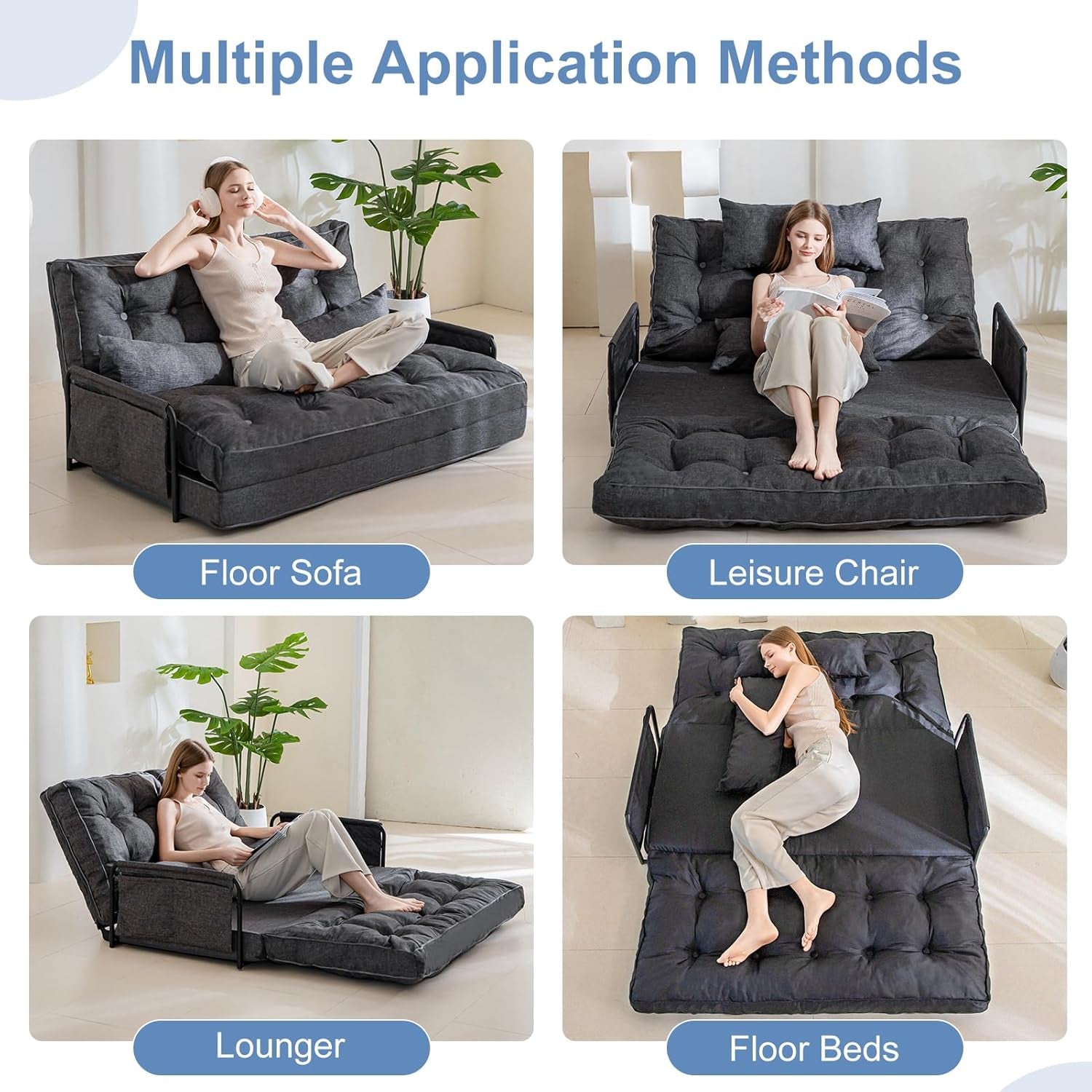 Adjustable Folding Floor Sofa Bed with Five Positions-4