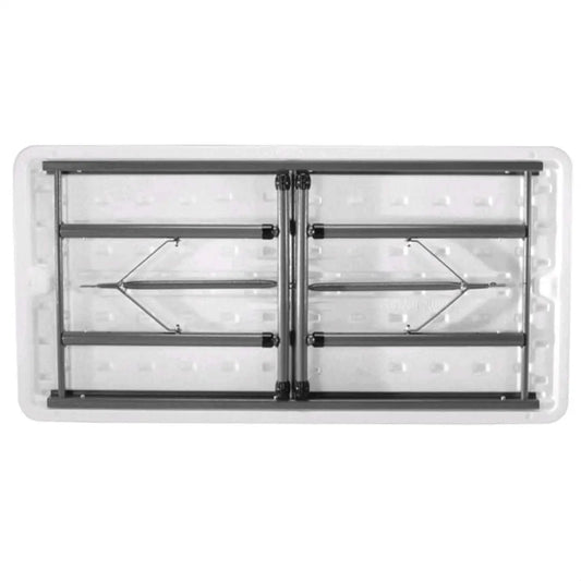 Adjustable Height 4-Foot Commercial Folding Table with White HDPE Top - Folding Tables