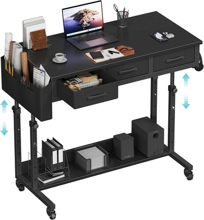 Adjustable Height Rolling Standing Desk with Drawers-0