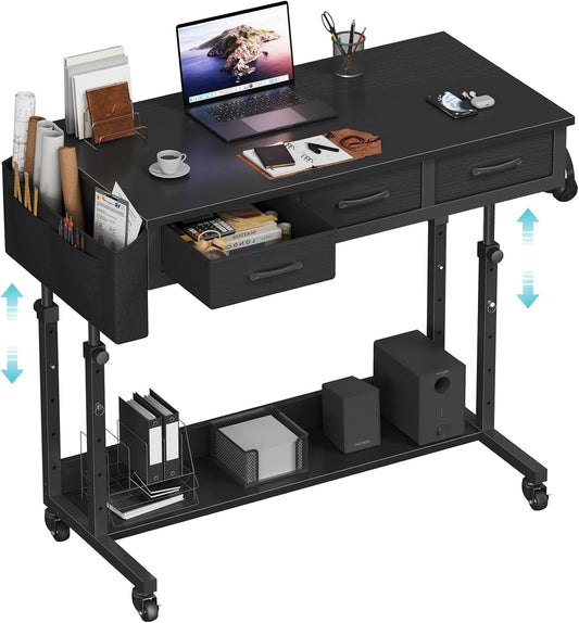 Adjustable Height Rolling Standing Desk with Drawers-0