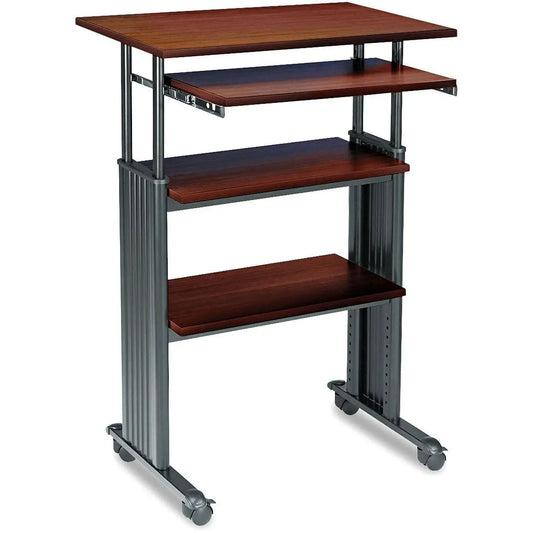 Adjustable Height Stand Up Computer Desk Workstation in Cherry - Computer Desks