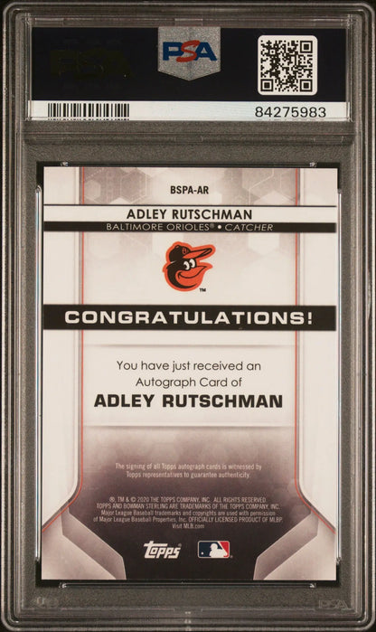 Graded Adley Rutschman Bowman Sterling Auto baseball card with autograph redemption