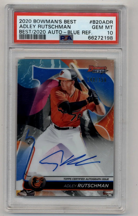 Auto blue refractor baseball card of Adley Rutschman PSA Gem Mint 10