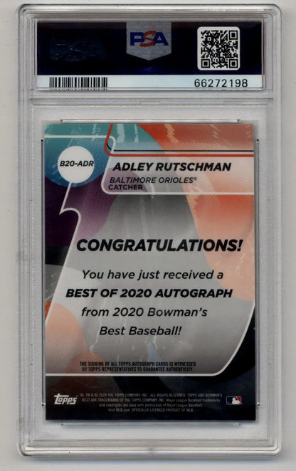 Auto Blue Refractor Adley Rutschman 2020 Bowman’s Best autograph card PSA 10