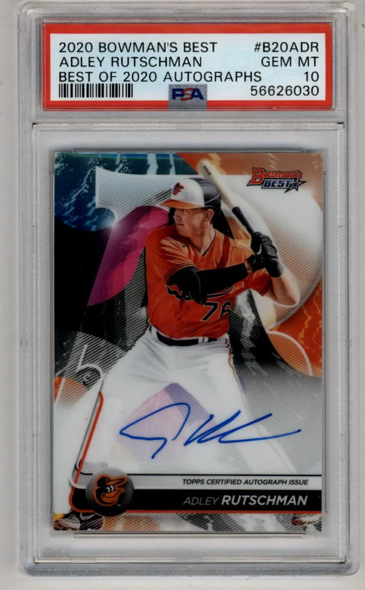 Adley Rutschman baseball card with autograph, autos PSA, gem mint 2020 Bowman’s Best