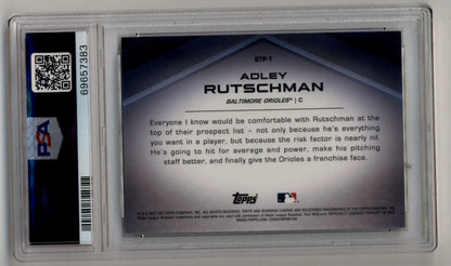 Graded Adley Rutschman Bowman Chrome Scouts Top 100 Red Refractors card PSA 10