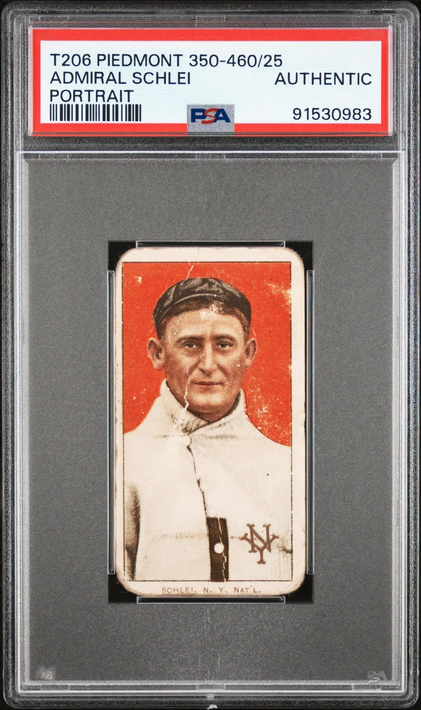 PSA-graded Admiral Schlei Portrait vintage baseball card in New York Giants uniform