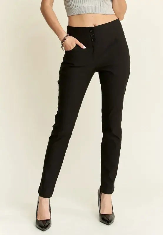 ADORA High Waist Skinny Pants - Black / S