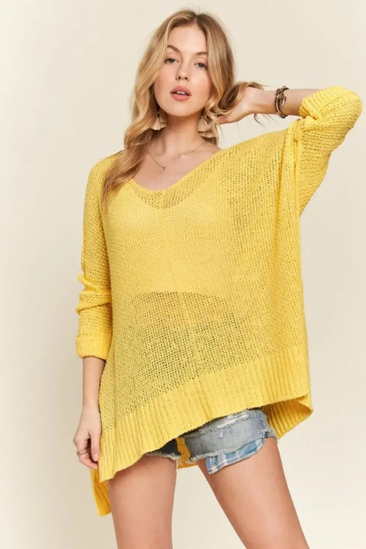 ADORA Loose Fit Sweater Top - YELLOW / One Size