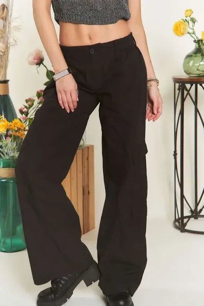 ADORA Low Rise Casual Cargo Pants - Cargo Flared Pants
