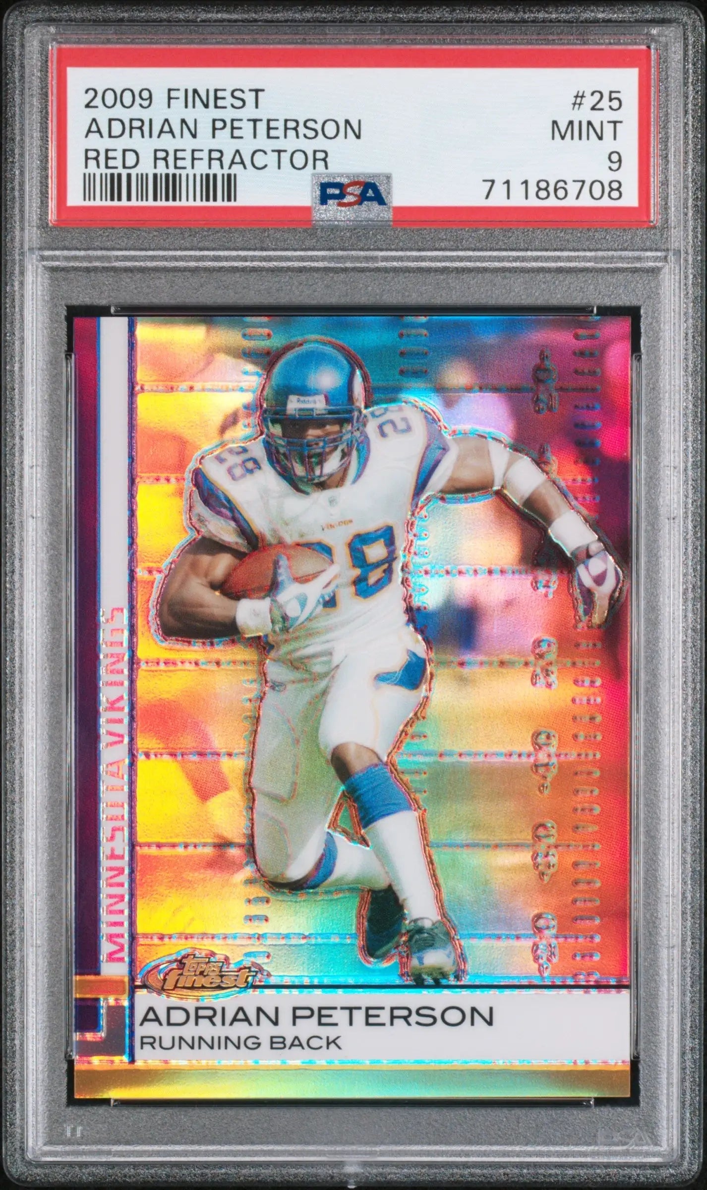 Adrian Peterson 2009 Topps Finest #25 Red Refractor #13/25 PSA 9 Mint - Singles