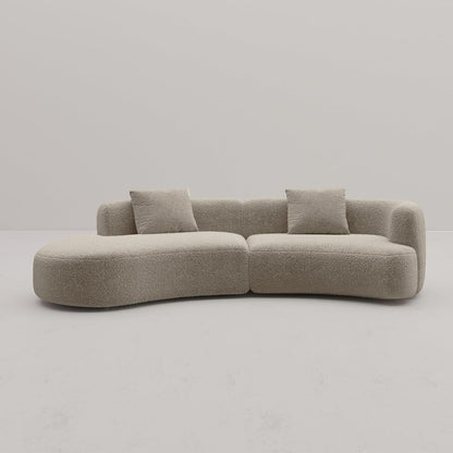 Modern Curved Sectional Living Room Couch, Minimalist Comfy Boucle Fabric Modular Sofa for Apartment, Home Office, Left Hand Facing, Light Coffee-3
