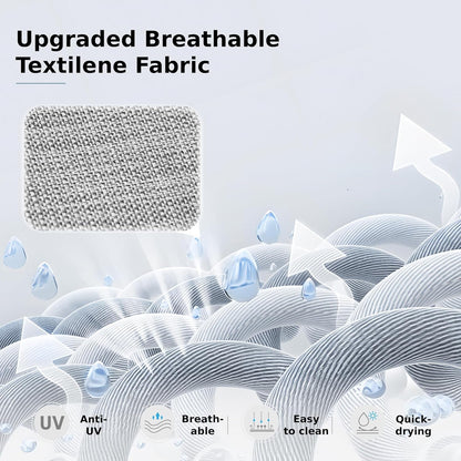 Patio Dining Set for 4, All Weather Outdoor Furniture Set with 4 Sling Swivel Chairs, 1 Square Metal Table, Light Grey Fabric-4