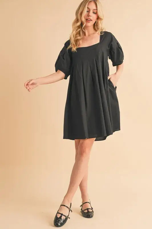 Aemi + Co Square Neck Babydoll Dress with Pockets