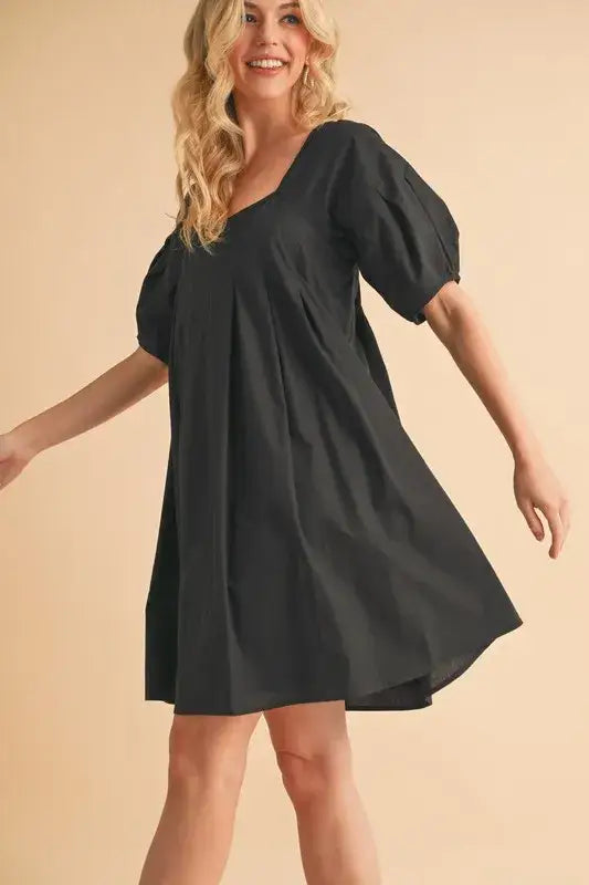 Aemi + Co Square Neck Babydoll Dress with Pockets