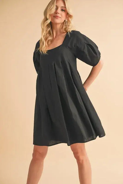 Aemi + Co Square Neck Babydoll Dress with Pockets