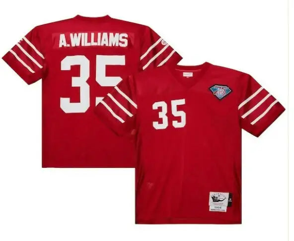 Red Arizona Cardinals football jersey with white numbers and lettering for Aeneas Williams 1994 throwback
