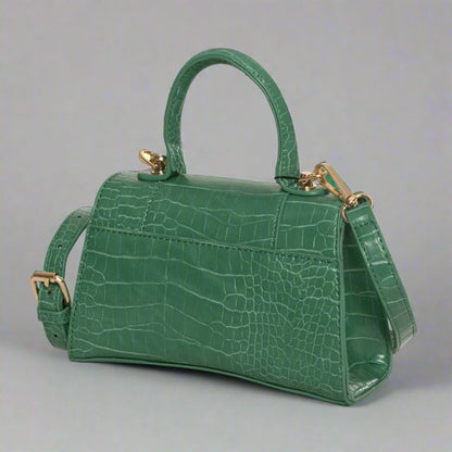 Egon Von Furstenberg green synthetic Croc embossed Handbags