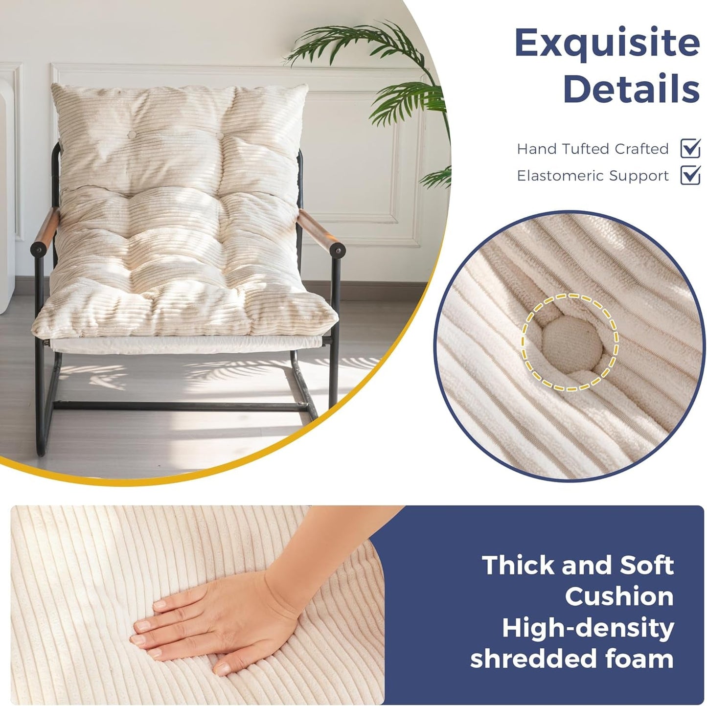 Beige Upholstered Contemporary Accent Chair With Armrests-3