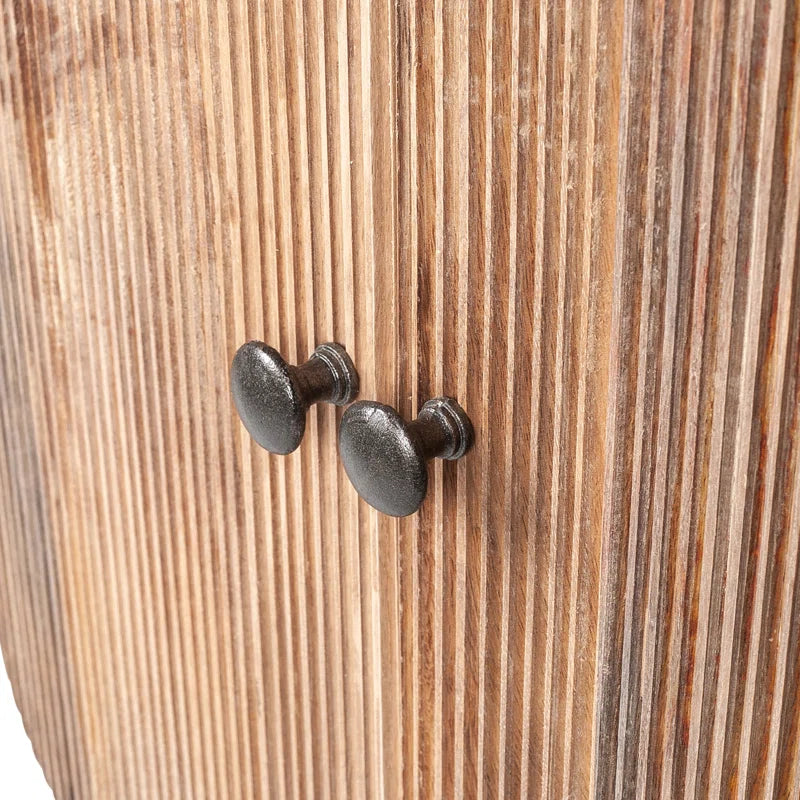 Solid Mango Wood Accent Cabinet Featuring Fluted Doors-3