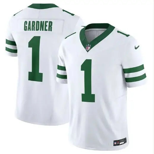 White New York Jets Nike Vapor F.U.S.E. jersey featuring Ahmad Sauce Gardner #1 football