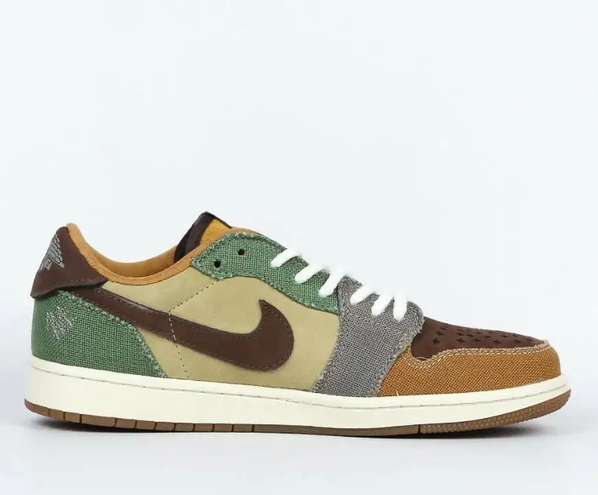 Air Jordan 1 Low Zion Williamson Voodoo sneaker with multi-colored panels, fast shipping