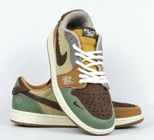 Multi-colored Nike Air Jordan Low Sneakers with white laces, fast shipping available