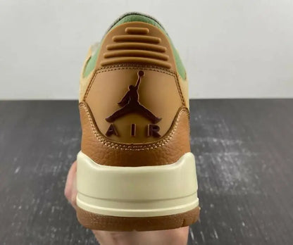 Brown and tan Air Jordan 3 Zion Williamson Voodoo sneaker with beige midsole, fast shipping